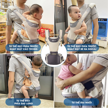 Địu ngồi trẻ em có Hipseat siêu thoáng khí Comfybaby YD-906 màu xanh navy ( có nệm )