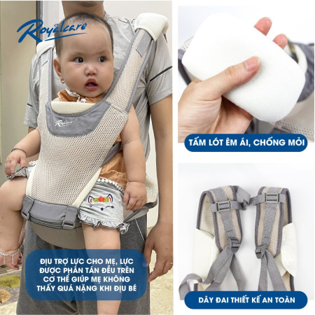 Địu ngồi trẻ em có Hipseat siêu thoáng khí Comfybaby YD-906 màu xanh navy ( có nệm )