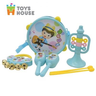 Bộ dụng cụ âm nhạc nhiều món cho bé ToysHouse 733A-53, màu xanh