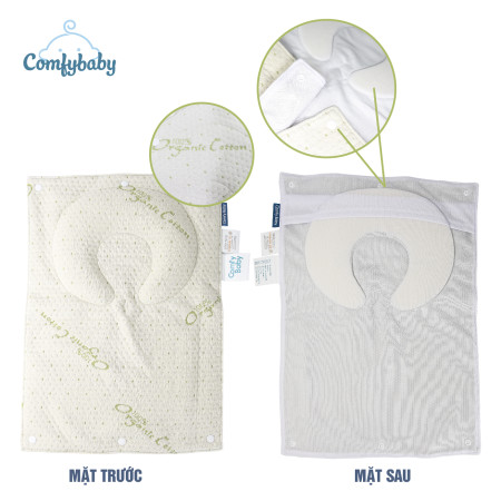 Gối lõm sản phẩm chóng bẹt đầu vỏ cotton hữu cơ có đệm lót lưng cho bé Comfybaby CF 1220-N04A