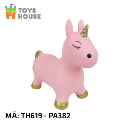 Thú nhún bơm hơi hình kỳ lân màu hồng nhạt Toys House