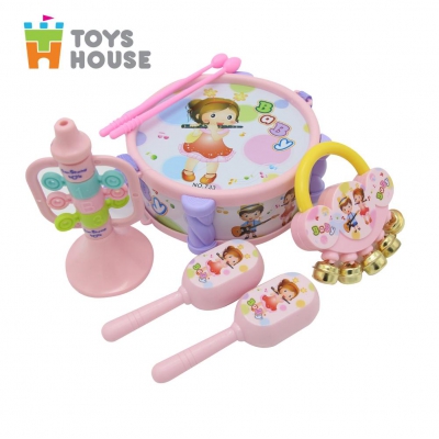 Bộ dụng cụ âm nhạc nhiều món cho bé ToysHouse 733A-53, màu hồng
