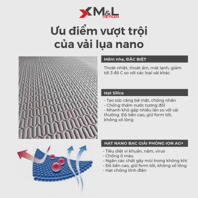 Chiếu điều hòa cao su non, vải lụa Nano - Tencel Latex M&L CM1 0322-ML-CM1-B