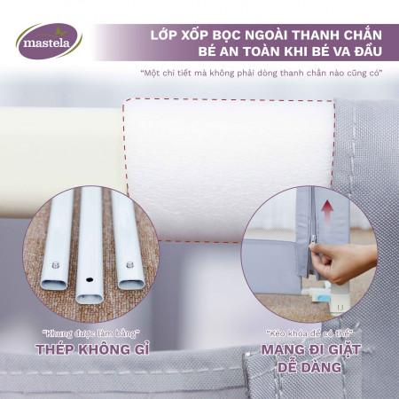 Thanh chắn giường điều chỉnh độ cao 4Babies 015 Hello Baby 1.8M