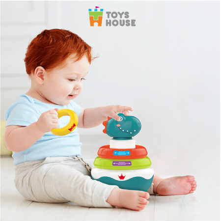 Lật đật kết hợp vòng xúc xắc xếp chồng màu sắc hình khủng long ToysHouse HE0298