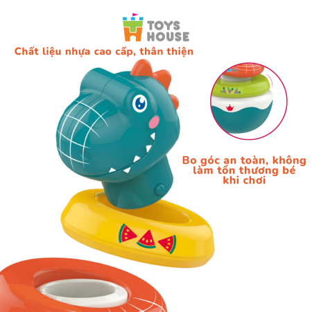 Lật đật kết hợp vòng xúc xắc xếp chồng màu sắc hình khủng long ToysHouse HE0298