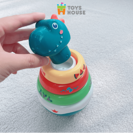 Lật đật kết hợp vòng xúc xắc xếp chồng màu sắc hình khủng long ToysHouse HE0298