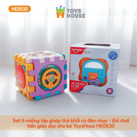 Set 6 miếng lắp ghép thả khối có đèn nhạc - Đồ chơi tiền giáo dục cho bé ToysHose HE0530
