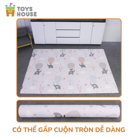 Thảm trải sàn Silicon 2 mặt chống trơn trượt cho bé Toys House 140*200*1cm NACH-4707 - Hình khinh khí cầu và chữ cái