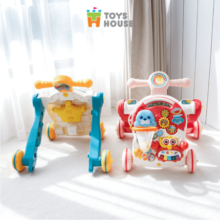 Bàn chơi đa năng cho bé có nhạc kiêm xe tập đi, xe chòi chân 4 trong 1 Toyshouse HE0826