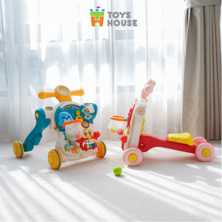 Bàn chơi đa năng cho bé có nhạc kiêm xe tập đi, xe chòi chân 4 trong 1 Toyshouse HE0826