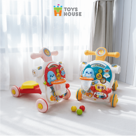 Bàn chơi đa năng cho bé có nhạc kiêm xe tập đi, xe chòi chân 4 trong 1 Toyshouse HE0826