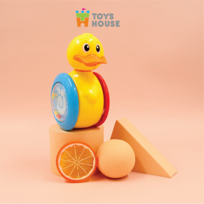 Đồ chơi lật đật gật gù có bánh xe cho bé Toyshouse 008-2 chú vịt vàng dễ thương 