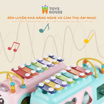 Đồ chơi tiền giáo dục cho bé - ô tô thả khối kết hợp đàn gõ Xylophone ToysHouse HE8036