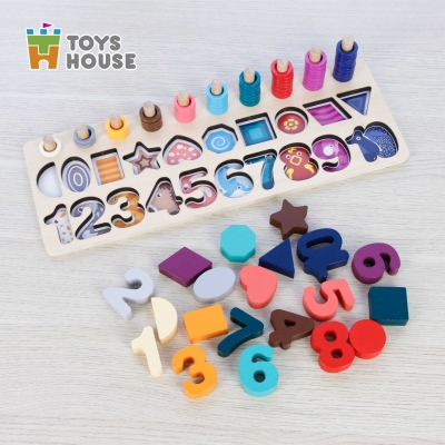 Đồ chơi gỗ ghép số, hình khối 3D - Đồ chơi tiền giáo dục cho trẻ Toyshouse 574