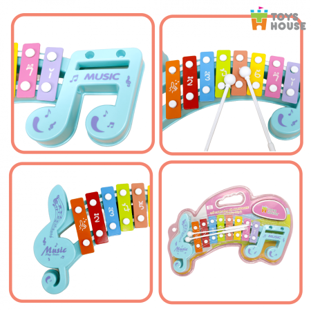 Đồ chơi đàn gõ Xylophone cho bé 8 phím hình nốt nhạc Toyshouse 683-2 màu xanh