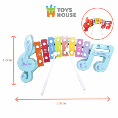 Đồ chơi đàn gõ Xylophone cho bé 8 phím hình nốt nhạc Toyshouse 683-2 màu xanh