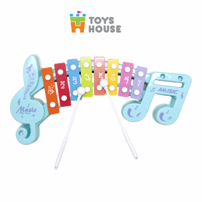 Đồ chơi đàn gõ Xylophone cho bé 8 phím hình nốt nhạc Toyshouse 683-2 màu xanh