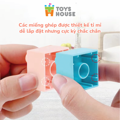 Bộ đồ chơi lắp ghép Đoàn tàu học số và chữ cái 65 chi tiết SMONEO Toyshouse 77014