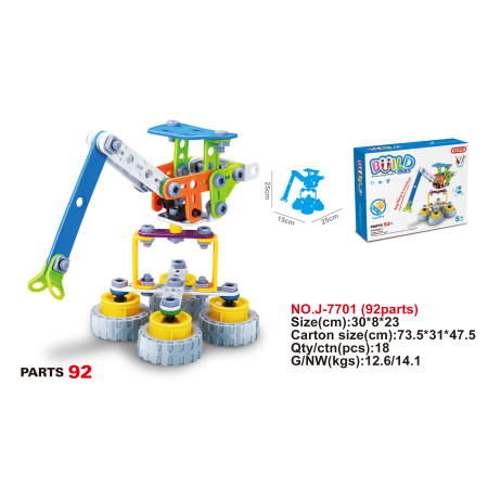 7701 - Đồ chơi giáo dục Steam - Bộ đồ chơi lắp ghép Build&Play mô hình cần cẩu xây dựng 92 chi tiết Toyshouse 