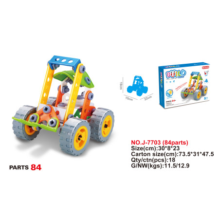 7703 - Đồ chơi giáo dục Steam - Bộ đồ chơi lắp ghép Build&Play mô hình xe nâng 84 chi tiết Toyshouse 