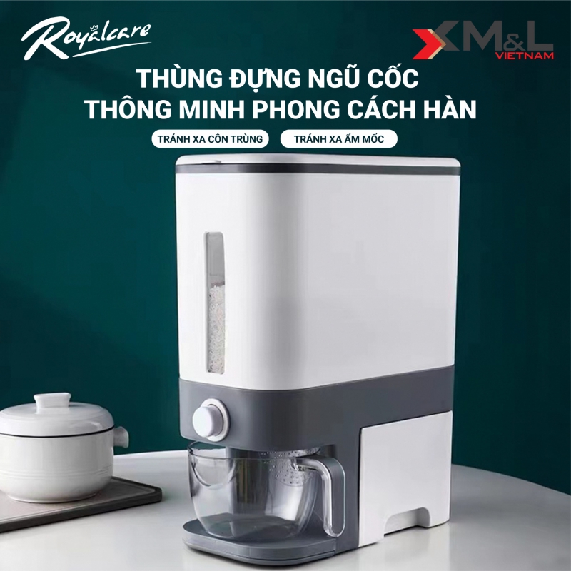 Thùng Đựng Gạo Thông Minh M&L Royalcare 6068 - Bao Gồm Khay Đựng Ngũ Cốc -  Chống Ẩm