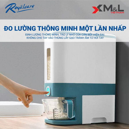 Thùng đựng gạo thông minh M&L Royalcare 6068 - bao gồm khay đựng ngũ cốc - chống ẩm mốc côn trùng - đồ gia dụng tiện ích