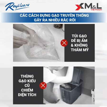 Thùng đựng gạo thông minh M&L Royalcare 6068 - bao gồm khay đựng ngũ cốc - chống ẩm mốc côn trùng - đồ gia dụng tiện ích