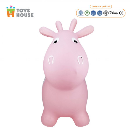 Thú Nhún Bơm Hơi Hình bò sữa hồng Toys House TH619-PA1828