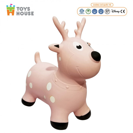 Thú Nhún Bơm Hơi Hình Tuần Lộc hồng Toys House TH319-PA14184