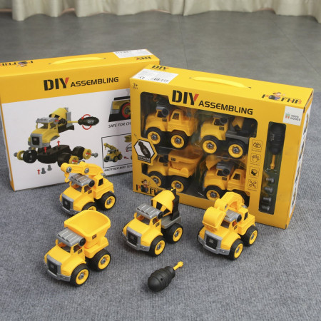 0620-TH4-129-4 - Đồ chơi lắp ghép mô hình DIY set 4 xe Toyshouse  (hộp)