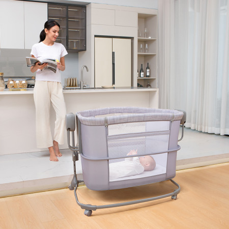 Nôi Ghép Cạnh Giường Đa Năng 3in1 Mastela 08602 Cao Cấp – Nôi Điện Đung Đưa Ru Ngủ, Cũi Mini & Nôi Em Bé An Toàn