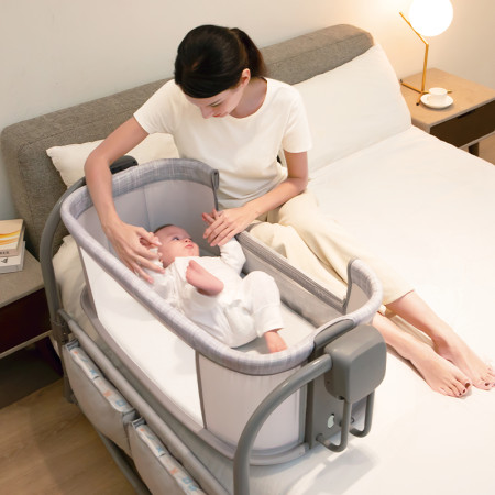 Nôi Ghép Cạnh Giường Đa Năng 3in1 Mastela 08602 Cao Cấp – Nôi Điện Đung Đưa Ru Ngủ, Cũi Mini & Nôi Em Bé An Toàn