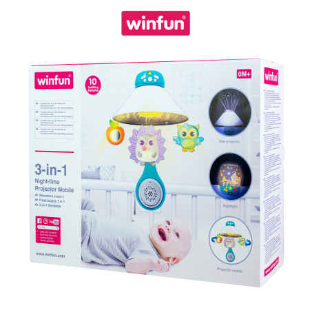 Treo nôi - đèn ngủ - máy chiếu trăng sao xoay tự động cho bé Winfun 720005-NL