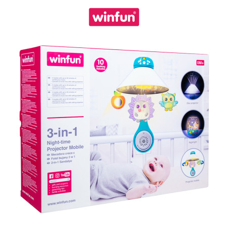 Treo nôi - đèn ngủ - máy chiếu trăng sao xoay tự động cho bé Winfun 720005-NL