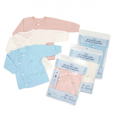 Set quần áo sơ sinh 5 món Comfybaby CF1020-SET5 chất modal làm từ sợi cây sồi siêu mềm và thoáng khí kháng khuẩn màu xanh