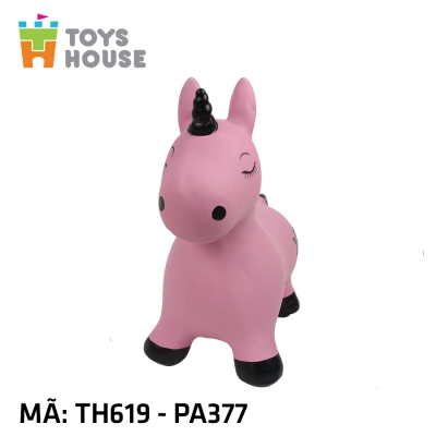 Thú nhún bơm hơi hình kỳ lân màu hồng đen Toys House