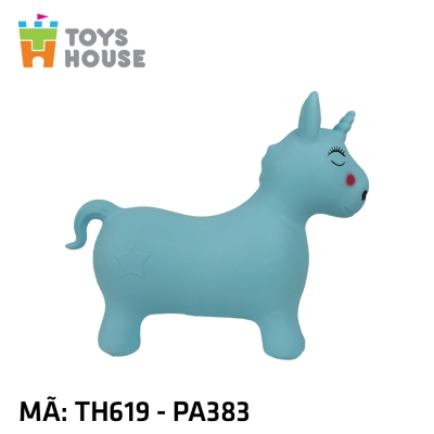 Thú nhún bơm hơi hình kỳ lân màu xanh nhạt Toys House