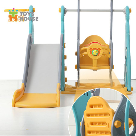 Xích đu kèm Cầu trượt hình Hải cẩu cho bé màu xanh lá KT 180*155*118 Toys House WM19020-G