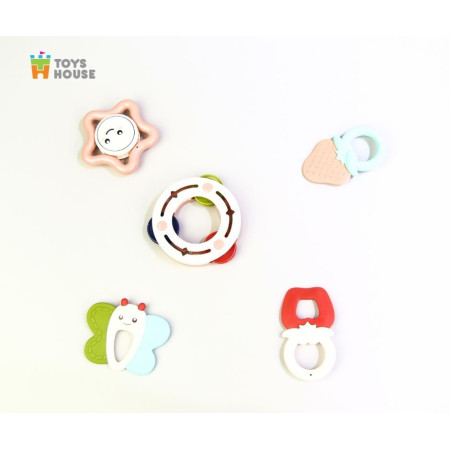 Hộp đồ chơi xúc xắc kết hợp gặm nướu 5 món cho bé Toyhouse 11532