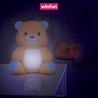 Đèn chiếu trăng sao ru ngủ phát tiếng ồn trắng Winfun 0825-NL, hình bạn gấu dễ thương