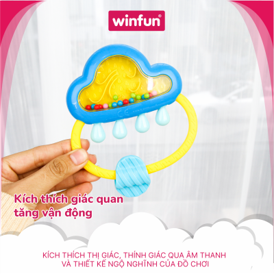 Set 3 đồ chơi xúc xắc cầm tay, gặm nướu chủ đề cầu vồng và mưa - Winfun 3030-NL