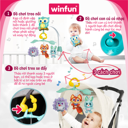 Đồ chơi treo nôi 3 trong 1 hình cú mèo - Winfun 720010-NL