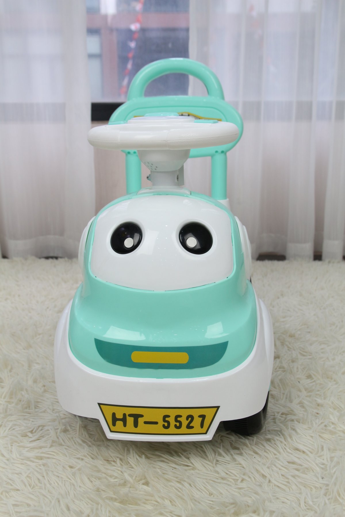 Xe Choi Chan Kiem Bam Tập đi Cho Be Hinh Robot Co đen Nhạc Va Khoang đựng đồ Ht 5527 Mau Xanh